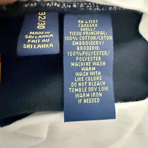 Ralph Lauren Polo Slim Fit Chino Pants 32x30 – Navy w/ Gold Crests Embroidery - Picture 9 of 12